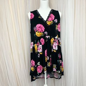 Torrid floral studio knit babydoll sleeveless high low top